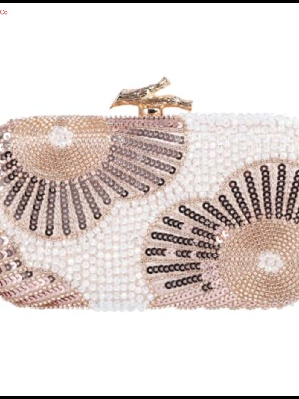 Beaded Sequin Clutch Formal Evening Handbag Detachable Chain